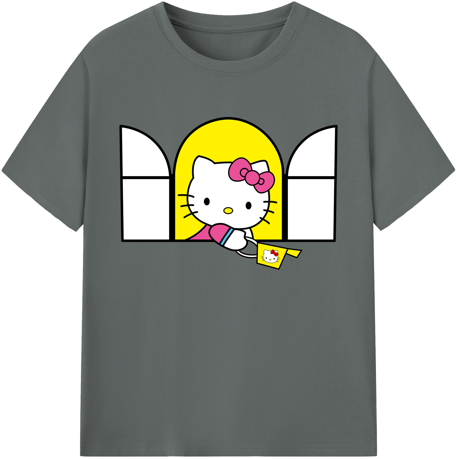 （画像用） Hello Kitty ハローキティ 綿100％ メンズ半袖Tシャツ｜肌触りやわらか＆通気性